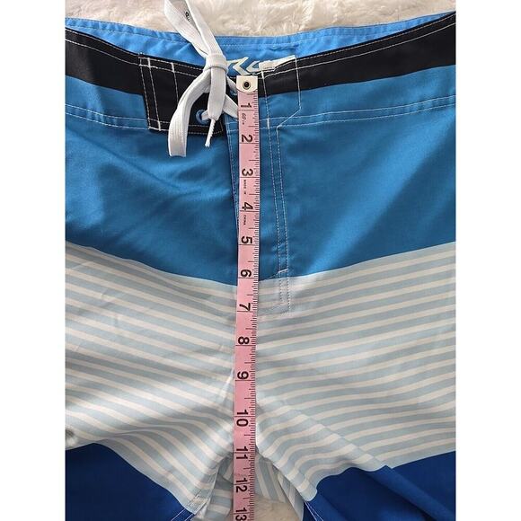 Rusty Board Shorts Striped Blue Green Hook & Loop Mens Size 33 Surfer Beach - Picture 7 of 9